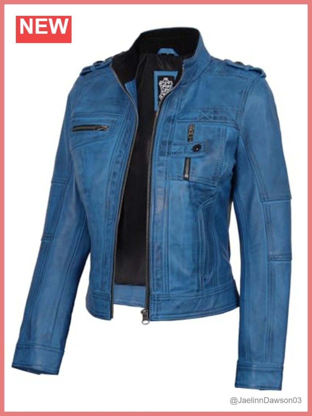 Genuine Lambskin Leather Jacket Women's Cafe Racer Biker Moto Zip Coat
